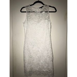 Short tight white lace dress